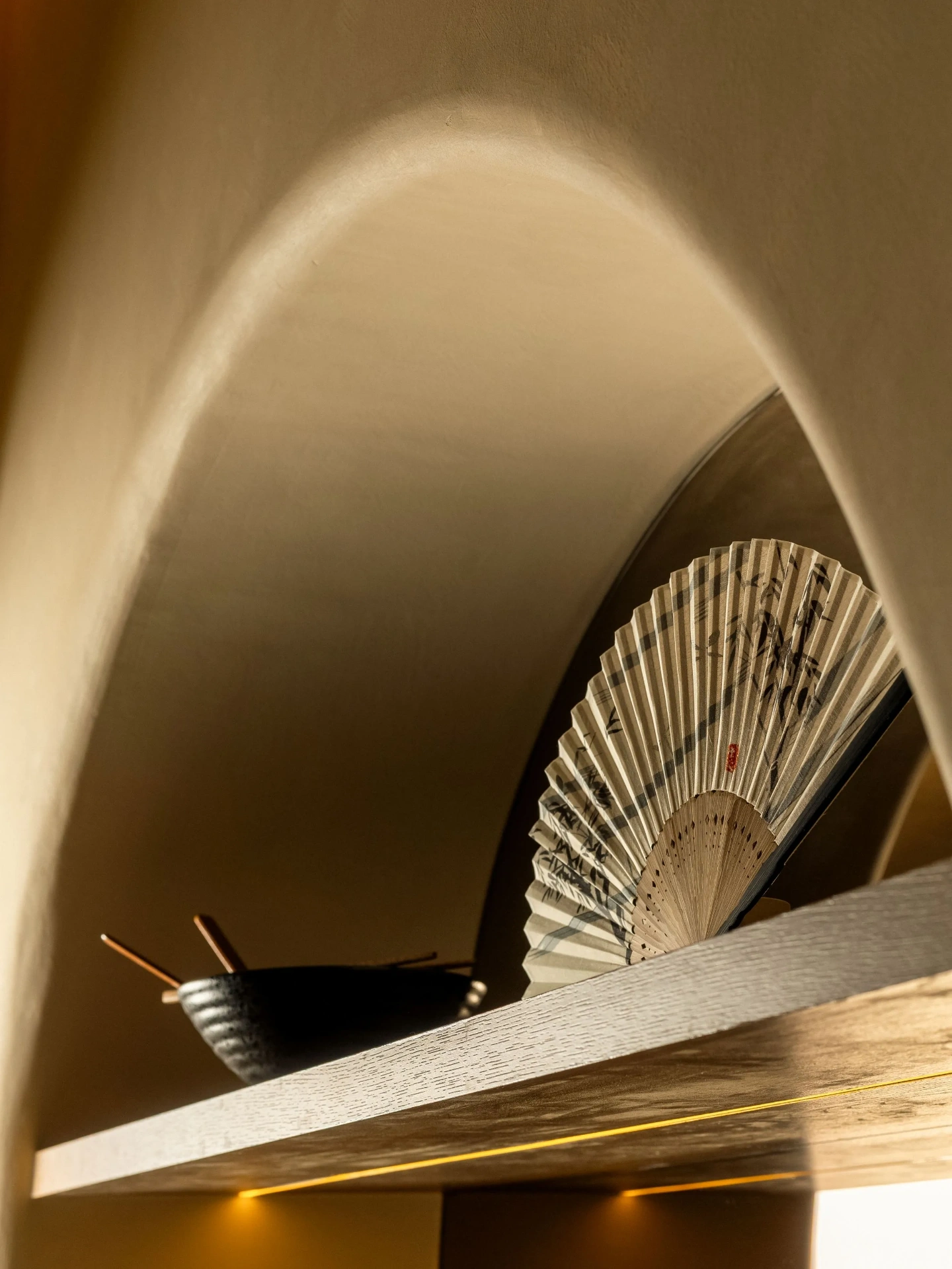 Interior arcade of arches photographed in soft ambient daylight